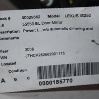 2006-2008 LEXUS IS350 DRIVER LEFT SIDE POWER DOOR MIRROR BLACK - BIGGSMOTORING.COM