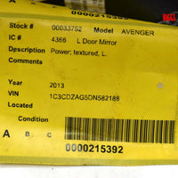 2008-2014 Dodge Avenger Driver Left Side Power Door Mirror Black 33752