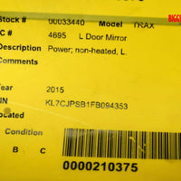 2015-2016 Chevy Trax Driver Left Power Door Mirror  Cyber Gray 33440
