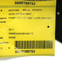 2011-2014 HYUNDAI SONATA PASSENGER RIGHT SIDE POWER DOOR MIRROR BLUE 31355