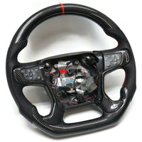 Fits 2014 Silverado Custom Carbon Fiber & Leather Flat Bottom Steering Wheel